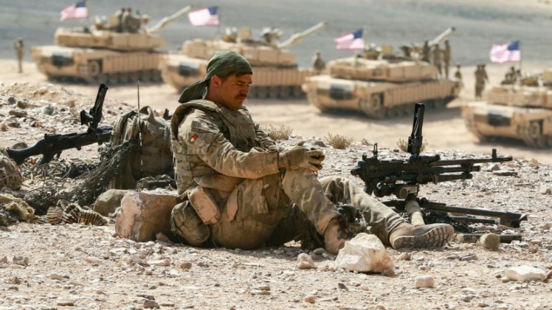 Un soldat américain lors de manoeuvres militaires à Zarqa en Jordanie le 14 septembre 2022