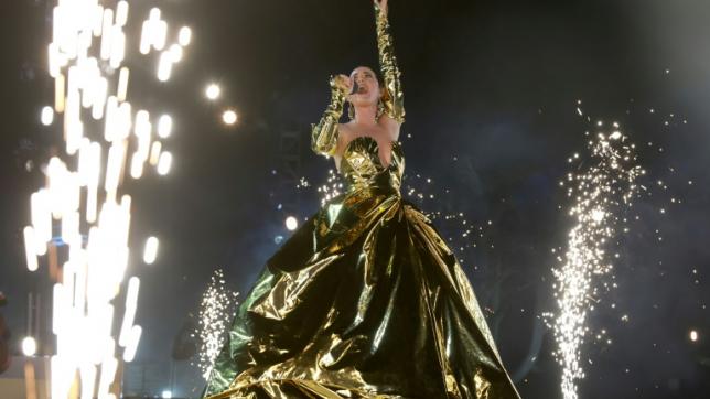 La chanteuse américaine Katy Perry lors du grand concert célébrant le couronnement du roi Charles III et de la reine consort Camilla au château de Windsor, le 7 mai 2023 à Londres