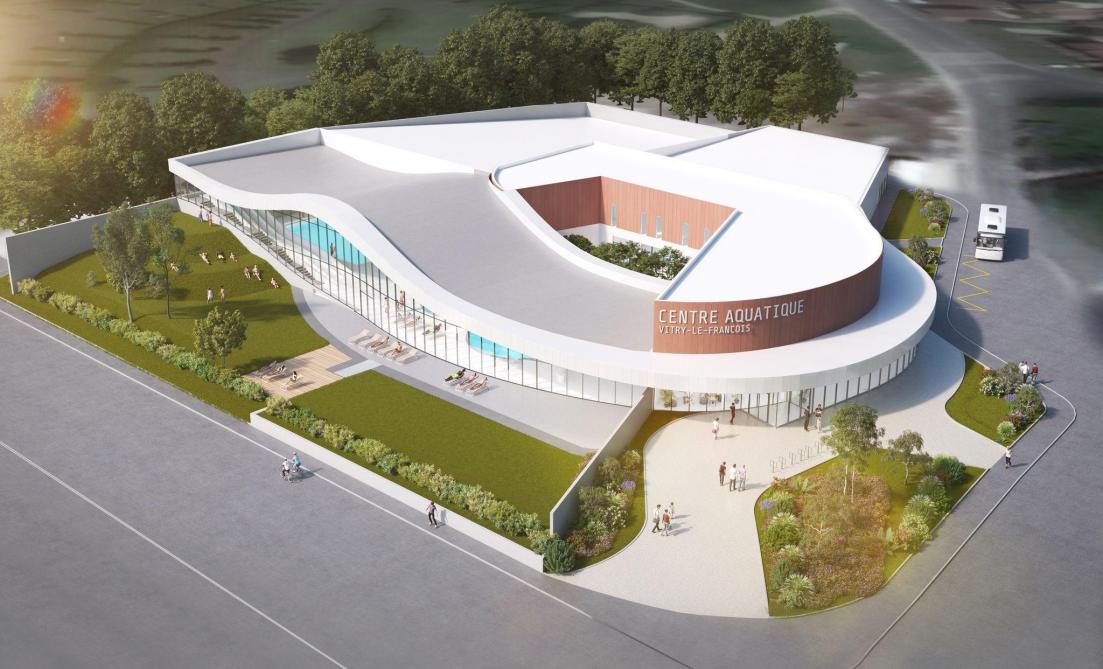 la premiere pierre du centre aquatique de vitry le francois est posee
