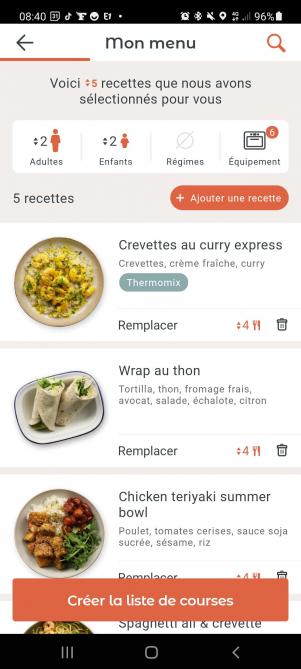 Liste de recettes