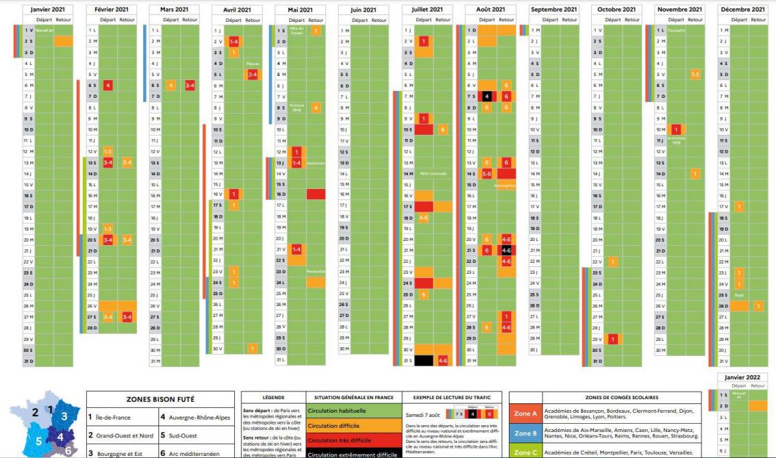 Prévisions Bison futé » Voyage Carte Plan