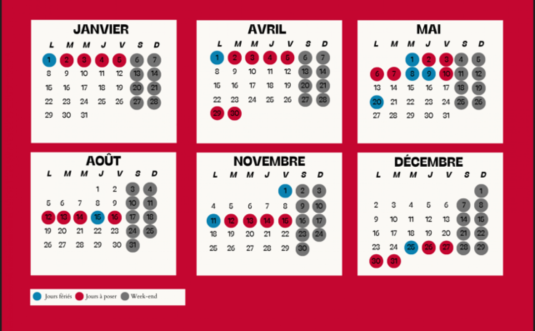INFOGRAPHIE - Jours fériés 2024 : voici comment poser vos congés pour  profiter d'un maximum de vacances - France Bleu