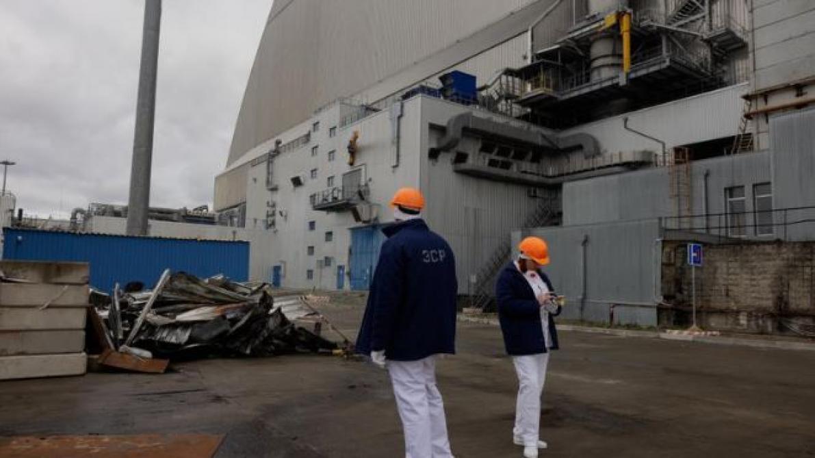 Vue générale du site de Tchernobyl après les frappes russes