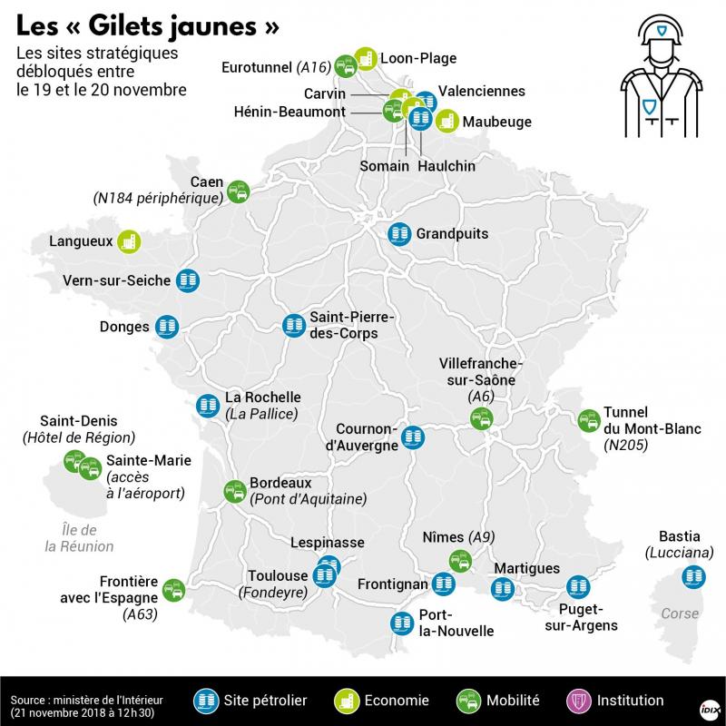 Mobilisation Des Gilets Jaunes Les Points De Blocage