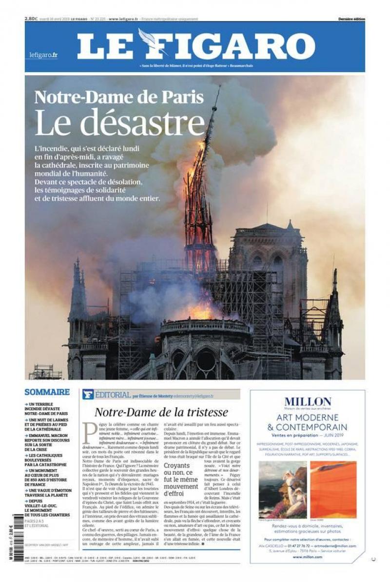 La Presse Du Monde Entier Met Notre Dame De Paris En Flammes A Sa Une