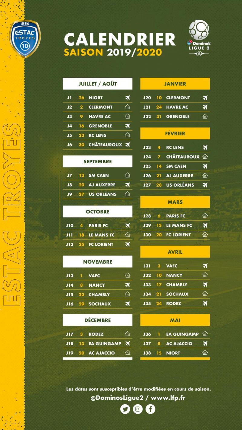 Découvrez le calendrier complet de l’Estac pour la saison 2019-2020