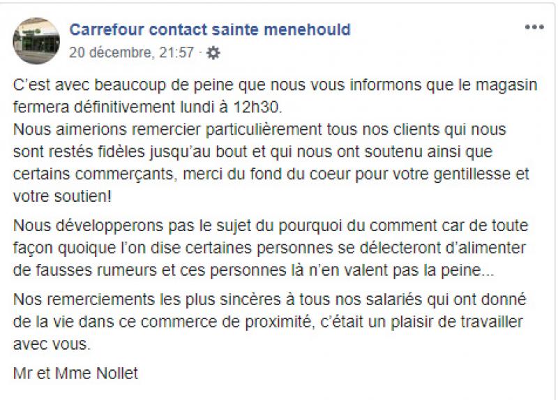 Le Carrefour Contact De Sainte Menehould Baisse Definitivement Ses