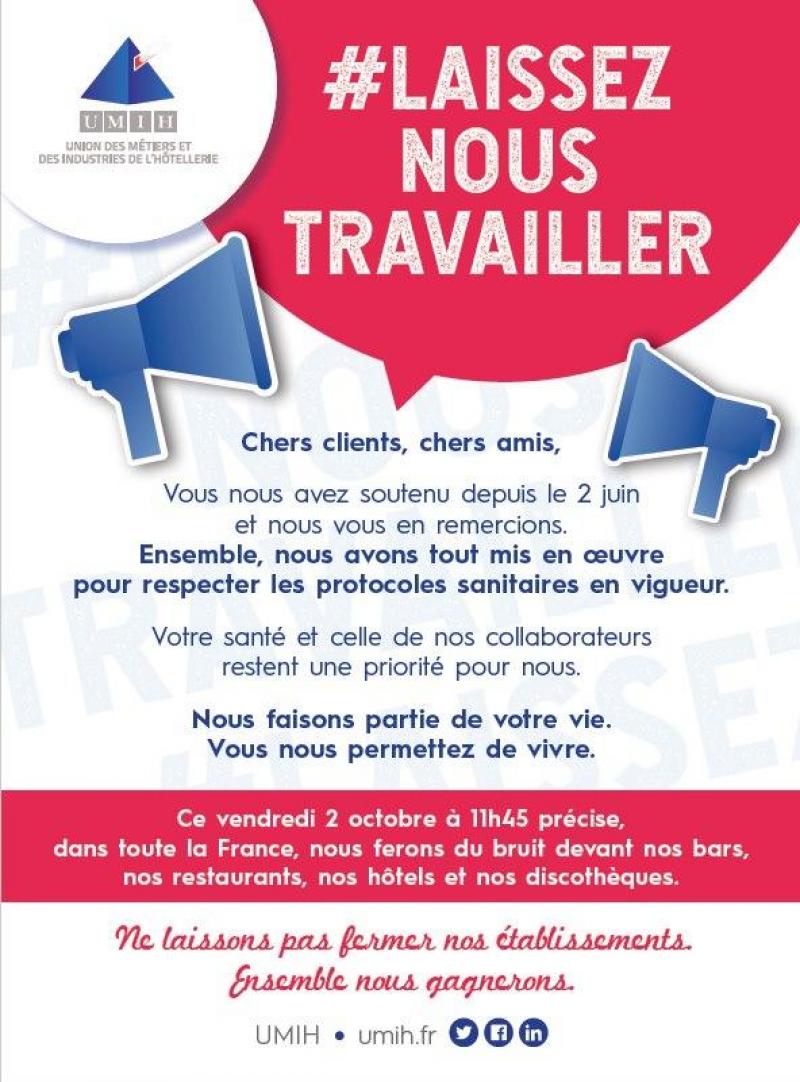 L Umih Appelle Les Professionnels De La Restauration Et De L Hotellerie A Faire Du Bruit Le 2 Octobre