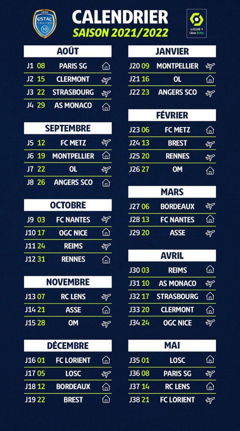 Ligue 1 Calendrier 2022 Ligue 1: voilà le calendrier de l'Estac pour la saison 2021 2022