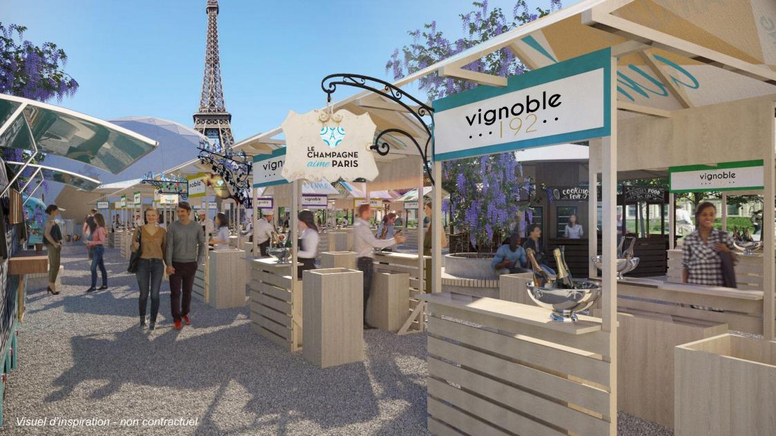 Voici l’un des visuels proposés par l’agence MCI France pour rendre compte de l’ambiance de l’événement «
Le champagne aime Paris
».