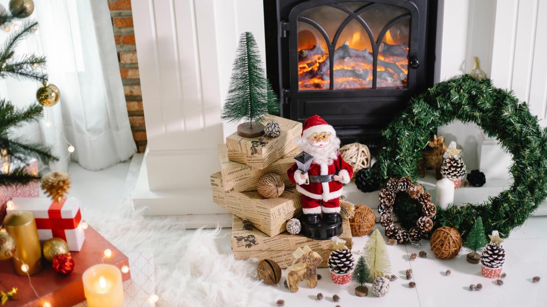 Décoration de Noël en bois sapin et voiture Xmas Tradi - Rouge