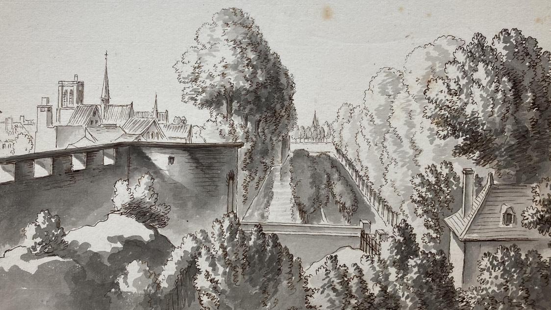 Vue de Troyes des remparts, au-dessus de la porte de Preize (vers 1802-1806).