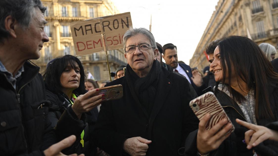 Jean-Luc Mélenchon le 11 février dernier à Marseille dans une manifestation contre la réforme des retraites.