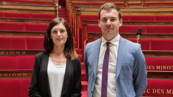 Angélique Ranc et Jordan Guitton hier à l’Assemblée nationale.