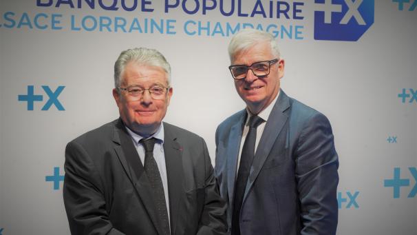 Thierry Cahn, président du conseil d’administration, et Dominique Garnier, directeur général,  lors de l’assemblée générale qui s’est tenue le 4 mai à Reims.
