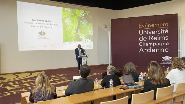 Guillaume Gellé, président de l’université Reims Champagne-Ardenne, a présenté Exebio aux universitaires et partenaires du projet.