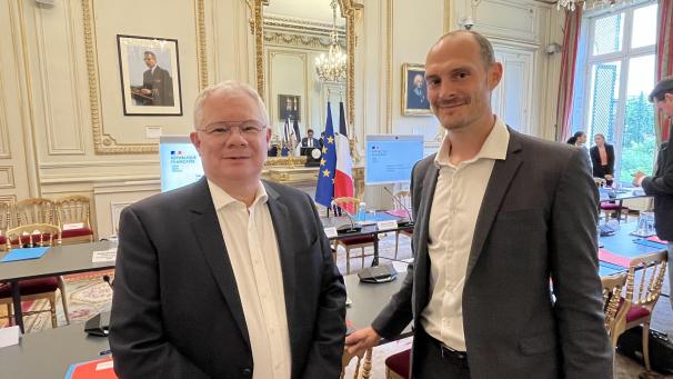 Alexandre Rambaud, président, et Fabien Prost, responsable de l’accompagnement client, représentant Agendize au ministère de l’Intérieur.