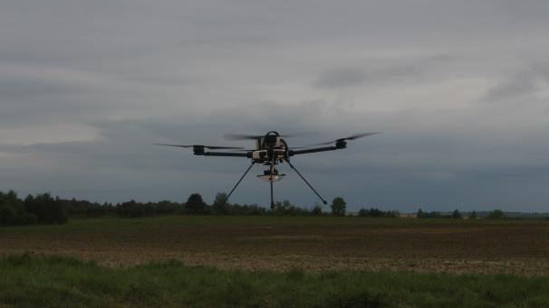 GDI Simulation a équipé ce drone Tundra, fabriqué en France par la société Hexadrone, d’un boîtier de simulation, permettant de déterminer si le drone a été touché.