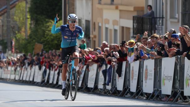 Eirik Vang Aas, vainqueur de la 2e étape du Circuit des Ardennes, ce jeudi 10 avril à Rethel.