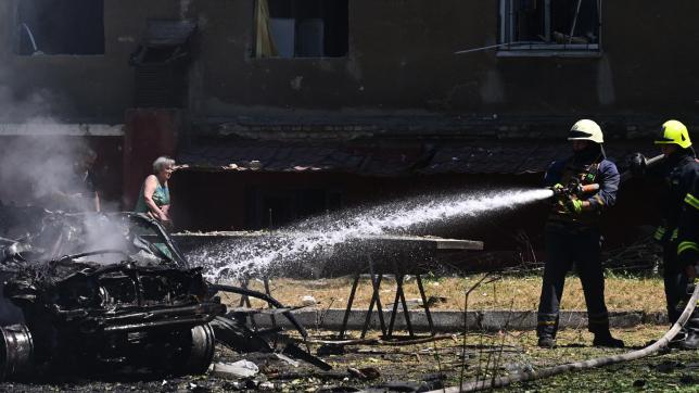 Une frappe aérienne a touché des résidences civiles dans le centre de Kramatorsk. Miguel Medina/AFP