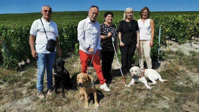 Christine Marchand, tout à droite et les membres de l’association chiens de guides d’aveugles-centres Paul-Corteville