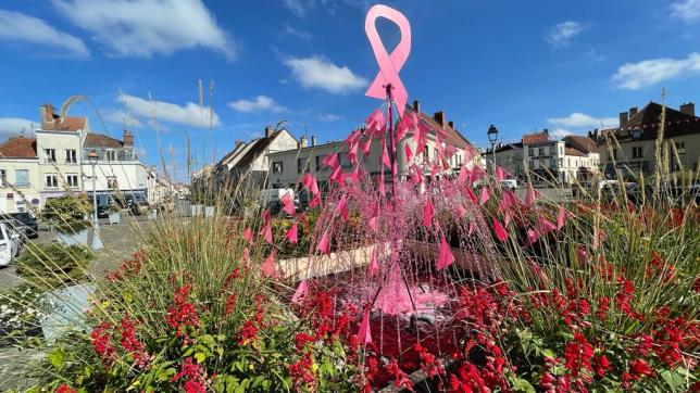 Pour Octobre rose, la fontaine de la ville de Montmirail se pare de rose.