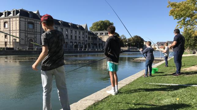 Ils étaient cinq jeunes volontaires ce mercredi 5 octobre, à s’initier à la pêche au coup sur le bord du bassin de la préfecture à Troyes.