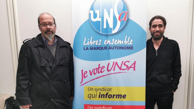 Thomas Antoine, membre du bureau départemental et référent des professeurs des lycées professionnels (PLP) et Arnaud Mailhan, secrétaire départemental du SE-Unsa.