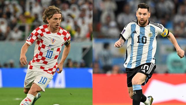 Qui de Luka Modric (à gauche) ou de Lionel Messi, les capitaines respectifs de la Croatie et de l’Argentine, conduira sa sélection en finale du Mondial ?