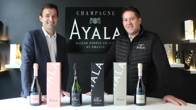 Hadrien Mouflard, directeur, et Julian Gout, chef de cave, présentent la nouvelle gamme des cuvées Ayala.
