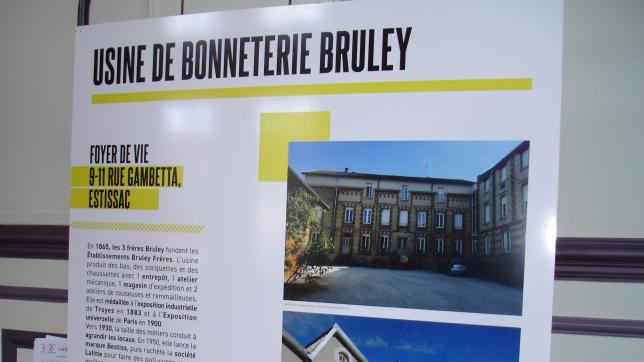 L’exposition évoque l’industrie de la bonneterie dans son ensemble et même un exemple locale,  avec l’usine de bonneterie Bruley à Estissac.
