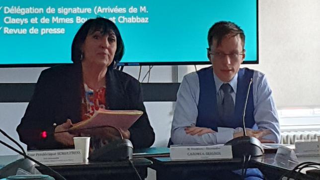Frédérique Schulthess, ici à côté de Frédéric-Alexandre Cazorla-Seignol, directeur de l’Établissement public de santé mentale de la Marne, a été désignée ce vendredi 24 mars.