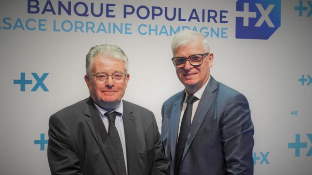 Thierry Cahn, président du conseil d’administration, et Dominique Garnier, directeur général, lors de l’assemblée générale qui s’est tenue le 4 mai à Reims.
