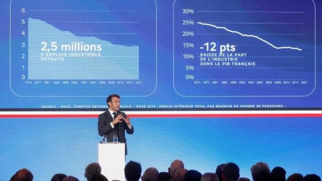 Emmanuel Macron présente son plan pour la réindustrialisation de la France, le 11 mai 2023à l